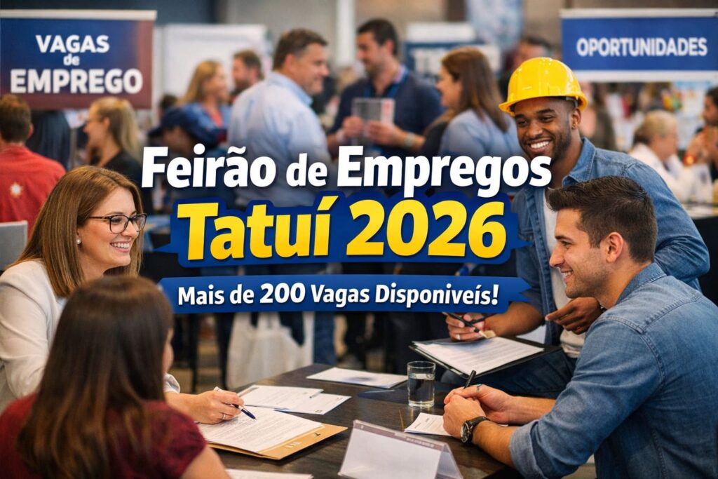 Feirão de Empregos em Tatuí 2026 mais de 200 vagas de emprego disponíveis.