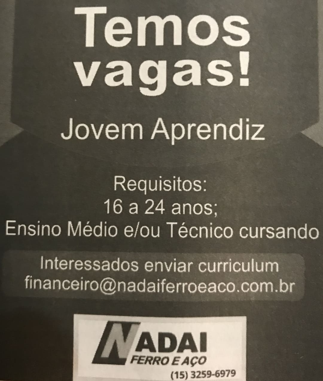 vagas de emprego jovem aprendiz tatui sp nadai.
